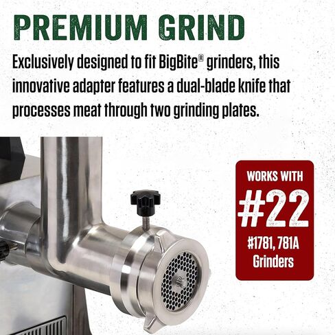 منتجات LEM رقم 22 محول DualGrind، ملحق مفرمة اللحم من الفولاذ المقاوم للصدأ، مثالي للاستخدام الثقيل in Kuwait