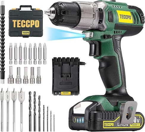تي سي بو طقم مثقاب كهربائي لاسلكي مكون من 63 قطعة، مثقاب 310 باوند بسرعتين، اعداد عزم دوران 21+1، بطارية 2.0 امبير وشاحن سريع، مجموعة ادوات مع مثقاب، مجموعة ادوات مثقاب للمنزل العام in Kuwait