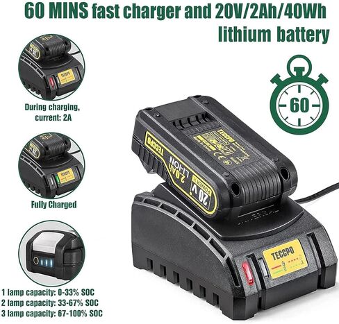 تي سي بو طقم مثقاب كهربائي لاسلكي مكون من 63 قطعة، مثقاب 310 باوند بسرعتين، اعداد عزم دوران 21+1، بطارية 2.0 امبير وشاحن سريع، مجموعة ادوات مع مثقاب، مجموعة ادوات مثقاب للمنزل العام in Kuwait