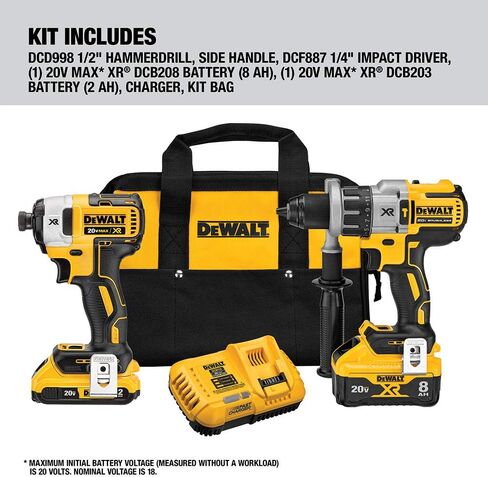 DEWALT 20V MAX* XR Cordless Drill Combo Kit, Hammer Drill & Impact Driver, Power Detect Technology (DCK299D1W1) in Saudi Arabia