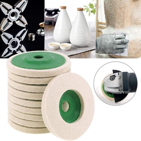 عجلة تلميع الصوف منصات تلميع مقاومة للاهتراء عجلة طاحونة زاوية قرص تلميع للزجاج السيراميك الفولاذ المقاوم للصدأ (10 قطعة) in Kuwait