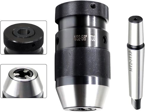 Yunnergo 1/32"- 5/8" ظرف ضغط مثقاب فائق التحمل مع MT2-JT33 مثقاب ظرف، حامل JT33 بدون مفتاح ذاتي الشد (ظرف مثقاب) in Saudi Arabia