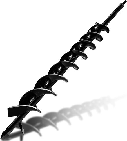 23" x 1.6" Upgraded Auger Drill Bit with Sharp Thickended Blades 8 Laps Spiral Blades-Rapid Speed Transfer Soils to Edge, Garden Auger Spiral Drill Bit,Soil Auger for Post Hole Digger(Black) in Saudi Arabia