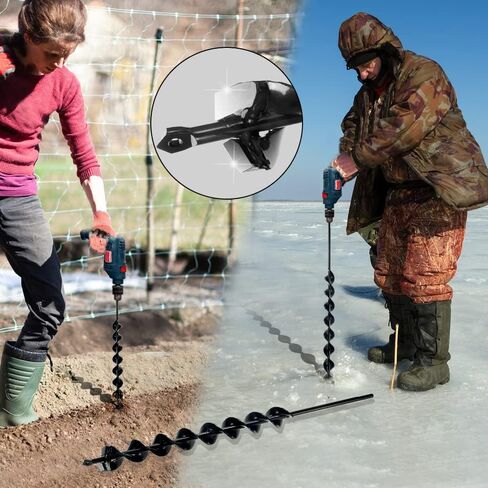 23" x 1.6" Upgraded Auger Drill Bit with Sharp Thickended Blades 8 Laps Spiral Blades-Rapid Speed Transfer Soils to Edge, Garden Auger Spiral Drill Bit,Soil Auger for Post Hole Digger(Black) in Saudi Arabia