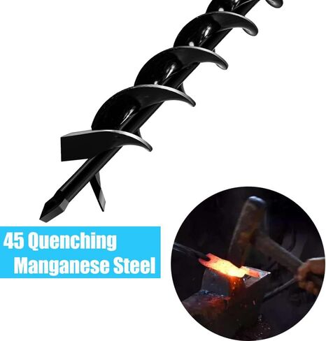 23" x 1.6" Upgraded Auger Drill Bit with Sharp Thickended Blades 8 Laps Spiral Blades-Rapid Speed Transfer Soils to Edge, Garden Auger Spiral Drill Bit,Soil Auger for Post Hole Digger(Black) in Saudi Arabia