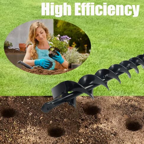 23" x 1.6" Upgraded Auger Drill Bit with Sharp Thickended Blades 8 Laps Spiral Blades-Rapid Speed Transfer Soils to Edge, Garden Auger Spiral Drill Bit,Soil Auger for Post Hole Digger(Black) in Saudi Arabia