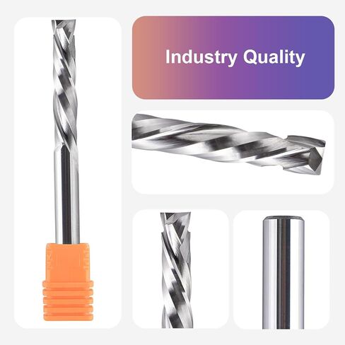 SpeTool Spiral Compression Router Bits 1/4" Shank,1-1/4Inch Cutting Length, Extra Long 3 Inch OVL,Carbide UP Down CNC Router Bits End Mill for Wood Mortises Carving Engraving in Saudi Arabia