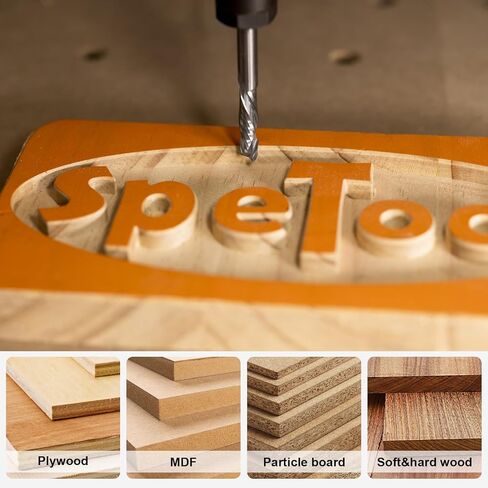 SpeTool Spiral Compression Router Bits 1/4" Shank,1-1/4Inch Cutting Length, Extra Long 3 Inch OVL,Carbide UP Down CNC Router Bits End Mill for Wood Mortises Carving Engraving in Saudi Arabia