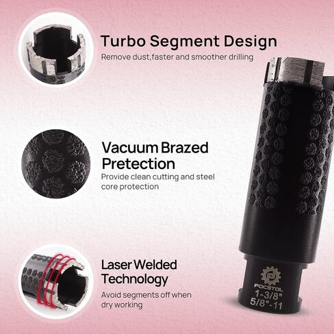 Diamond Core Drill Bit - FOCSTOL 1-3/8''(35mm) Laser Welded Hole Saw for Dry or Wet Drilling Granite Marble Concrete Quartz 5/8''-11 Thread in Saudi Arabia