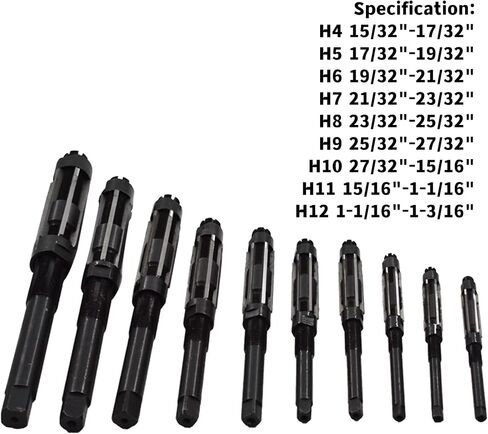 High Speed Steel Adjustable Blade Reamers, 9Pcs Adjustable Hand Reamers H4-H12, 11.75mm-29.5mm, High Speed Steel Straight Flutes Milling Cutter Tool in Saudi Arabia