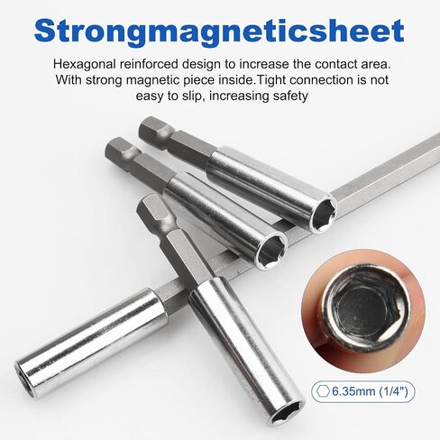 Rocaris 3 Pack 2/4/6 inch Strong Magnetic Drill Bit Extension Holder | 1/4" Hex Shank, S2 Steel Magnetic Screwdriver Extension for Impact Driver in Saudi Arabia