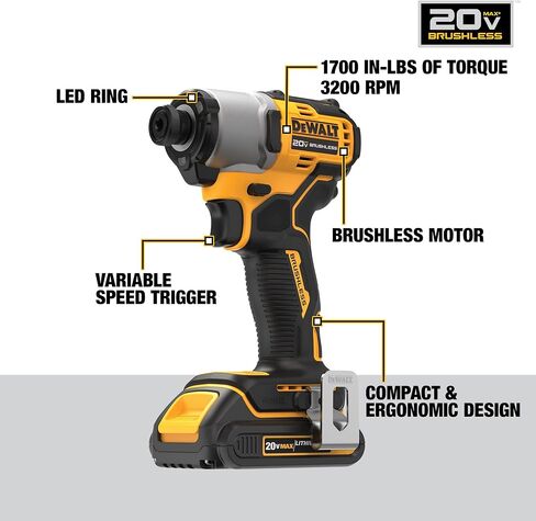 DEWALT 20V MAX* 1/4 in. Brushless Cordless Impact Driver Kit (DCF840C2) in Saudi Arabia
