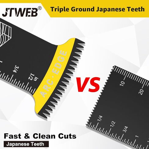 JTWEB 5 قطع من شفرات الأدوات المتأرجحة للأسنان اليابانية - شفرات متعددة الأدوات بحافة مقوسة طويلة جدًا للخشب والبلاستيك. مجموعات شفرات الأدوات المتعددة تناسب أدوات ديوالت وريوبي وغيرها من الأدوات المتأرجحة in Kuwait