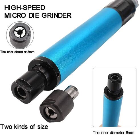 SI FANG Pneumatic Pencil Die Grinder Kit With 1/8'' and 1/4'' 3mm 6mm Collets,35000RPM, Engraving Tool Pencil grinder Polisher in Saudi Arabia