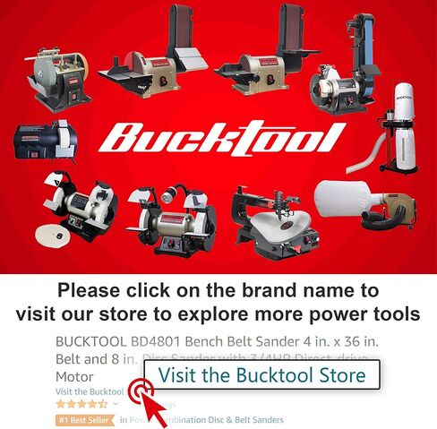 BUCKTOOL Bench Belt Sander with Rotating Base and Dust Collection Fitting, Belt Sander for Woodworking 4 in. x 36 in. Belt & 8 in. Disc Sander with 3/4HP Direct-drive Motor with Rotating Base, BD4801 in Kuwait
