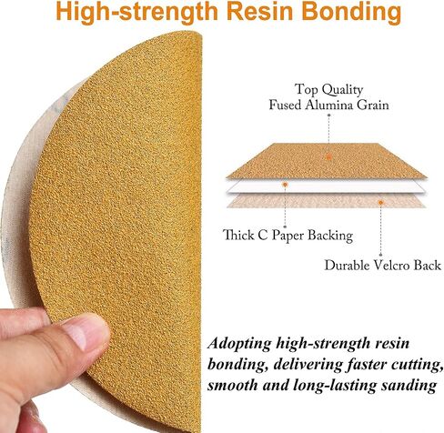 6-Inch No-Hole Hook and Loop Gold Sanding Discs 80-Grit, 100-Pack | 6" Random Orbital Sandpaper for Automotive and Woodworking in Saudi Arabia