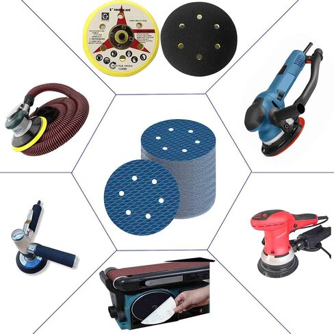 Orbital Sander Sandpaper 5 Inch 8 Hole Sanding Disc Hook and Loop Pads Sand Paper 80 Grit for Wood Metal 70 PCS Blue Aluminum Oxide Anti Blocking Rhombus Sanding Discs in Saudi Arabia