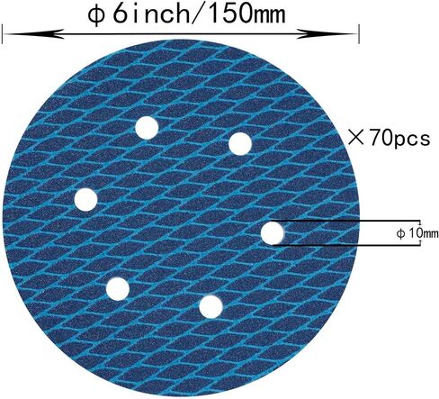 Orbital Sander Sandpaper 5 Inch 8 Hole Sanding Disc Hook and Loop Pads Sand Paper 80 Grit for Wood Metal 70 PCS Blue Aluminum Oxide Anti Blocking Rhombus Sanding Discs in Saudi Arabia