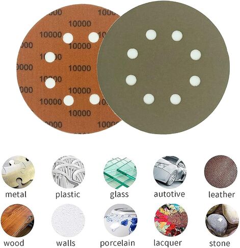 32pcs Sandpaper 8 Hole 5 inch Sanding Discs Hook and Loop 1500-10000 Grits Wet Dry Sandpaper with 2pcs Interface Pads for Random Orbital Sander Automotive Metal Polishing in Saudi Arabia