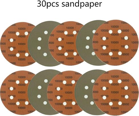 32pcs Sandpaper 8 Hole 5 inch Sanding Discs Hook and Loop 1500-10000 Grits Wet Dry Sandpaper with 2pcs Interface Pads for Random Orbital Sander Automotive Metal Polishing in Saudi Arabia