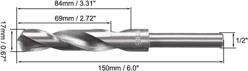 لقمة مثقاب ذات ساق منخفضة من uxcell مقاس 17 مم من الفولاذ عالي السرعة HSS 4241 مع ساق مستقيمة 1/2 بوصة in Kuwait
