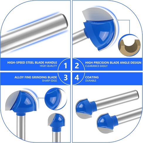 Newdeli 3Pcs Bowl and Tray Template Router Bit Set 1/4 Inch Shank Carbide Juice Groove Round Nose Router Bit with Bearing 1/2",3/4",1-1/8" Dish Carving Router Bits Wood Cutter in Saudi Arabia