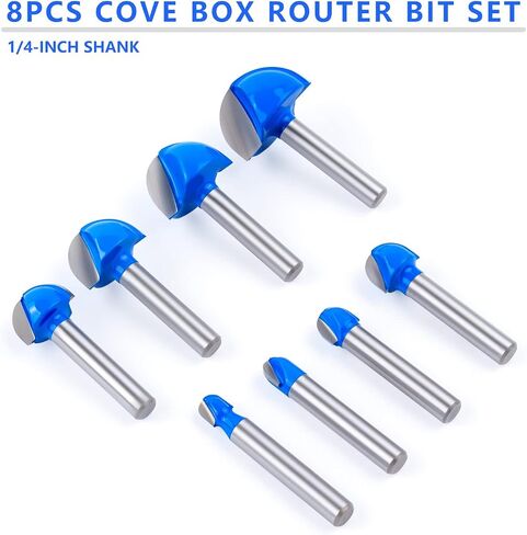 Newdeli 3Pcs Bowl and Tray Template Router Bit Set 1/4 Inch Shank Carbide Juice Groove Round Nose Router Bit with Bearing 1/2",3/4",1-1/8" Dish Carving Router Bits Wood Cutter in Saudi Arabia