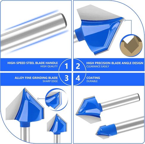 Newdeli 3Pcs Bowl and Tray Template Router Bit Set 1/4 Inch Shank Carbide Juice Groove Round Nose Router Bit with Bearing 1/2",3/4",1-1/8" Dish Carving Router Bits Wood Cutter in Saudi Arabia