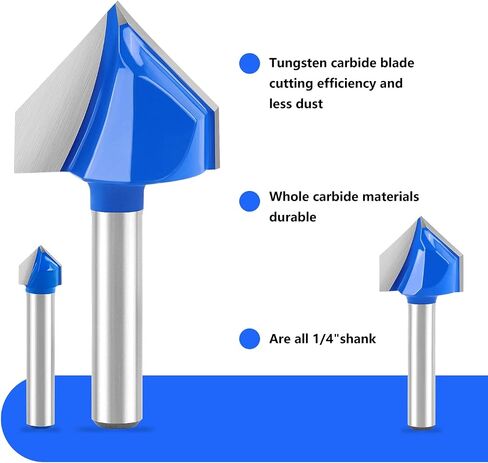 Newdeli 3Pcs Bowl and Tray Template Router Bit Set 1/4 Inch Shank Carbide Juice Groove Round Nose Router Bit with Bearing 1/2",3/4",1-1/8" Dish Carving Router Bits Wood Cutter in Saudi Arabia