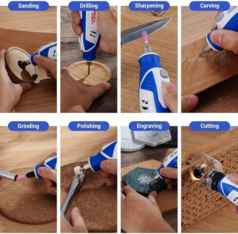 أداة دوارة لاسلكية APEXFORGE M4، بطارية قابلة لإعادة الشحن 4 فولت 2.0 أمبير، ظرف بدون مفتاح، 5 سرعات 25000 دورة في الدقيقة، شحن USB-C، 91 قطعة ملحقات، درع واقي، مثالية للصنفرة/النحت/الطحن والمزيد in Kuwait