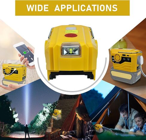 محول طاقة 200 واط لبطارية ديوالت 18 فولت/20 فولت/60 فولت، محول بطارية مع مخرج تيار متردد 110 فولت ~ 120 فولت، منفذ USB ونوع C، ضوء LED 280 لومن، مصدر طاقة للتخييم في الهواء الطلق والسفر في حالات الطوارئ (الأداة فقط) in Kuwait