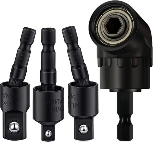 Fongmore 4 في 1 تأثير مثقاب تمديد 360 درجة للتدوير 1/4 "3/8" 1/2 "تأثير الصف محول المقبس مجموعة عرافة عرقوب 105 درجة زاوية مثقاب in Kuwait
