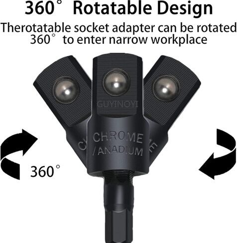 Fongmore 4 في 1 تأثير مثقاب تمديد 360 درجة للتدوير 1/4 "3/8" 1/2 "تأثير الصف محول المقبس مجموعة عرافة عرقوب 105 درجة زاوية مثقاب in Kuwait