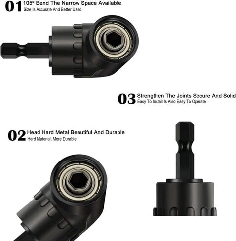 Fongmore 4 في 1 تأثير مثقاب تمديد 360 درجة للتدوير 1/4 "3/8" 1/2 "تأثير الصف محول المقبس مجموعة عرافة عرقوب 105 درجة زاوية مثقاب in Kuwait