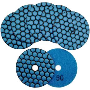 SHDIATOOL 5 Inch Dry Diamond polishing Pads Grit 50 for Granite Marble Quartz(7-Pack)