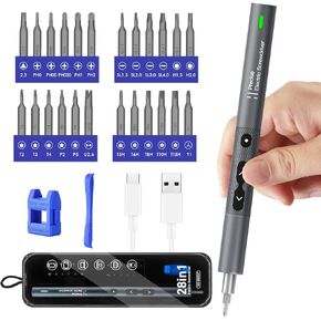 مفك براغي كهربائي WOTOW، (الأحدث) 28 في 1 مجموعة مفكات براغي لاسلكية صغيرة الدقة مع 24 بت 3 مصابيح LED مجموعة أدوات إصلاح قابلة لإعادة الشحن مع ممغنط لنظارات الكمبيوتر المحمول ومشاهدة الهاتف والألعاب in Kuwait