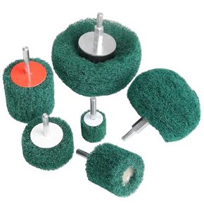 6PCS Non Woven Abrasive Buffing Polishing Wheel Drill Attachment Set,Scouring Pads Power Scrubber Cleaning Kit (red)