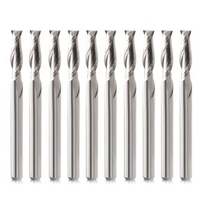 CNC Router Bits 1/8" Shank CNC Bit End Mill 1/16" Cutting Dia Flat Nose Carbide Endmill Two Flute Spiral Upcut Milling Cutter Tool Set for Wood PVC MDF Hardwood (1/16 in, 10)