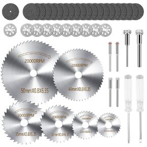 Cutting Wheel Set 44pcs for Rotary Tool, Diamond Cutting Wheels 10pcs and Resin Cutting Off Wheels 20pcs with Mandrels, HSS Circular Saw Blades 6pcs with 1/8" Shank and 2 Screwdrivers in Kuwait