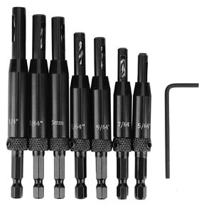 رؤوس المثقاب المفصلات، 7 قطع أسود مفصلي ثقب فتح مجموعة مثقاب مركز مثقاب مثقاب مثقاب مجموعة لنوافذ الأبواب الخشبية in Kuwait