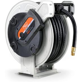 بكرة خرطوم الوقود سوبر هاندي قابلة للسحب 3/4 بوصة × 65 قدم 3/4 بوصة NPT بريميوم تجاري NBR خرطوم MAX 300PSI الثقيلة الثقيلة مدفوعة الربيع الصلب البناء المزدوج للبنزين / الهواء / الماء in Kuwait