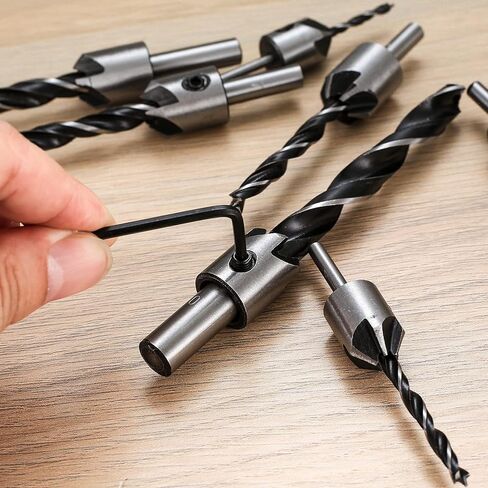 JuWangYing 7 قطع مجموعة لقم الثقب الغاطسة، لقم حوض مضادة، لقم حوض عداد من الفولاذ عالي الكربون لأعمال النجارة ومخرطة الثقب، مع 1 × مفتاح ربط سداسي in Kuwait