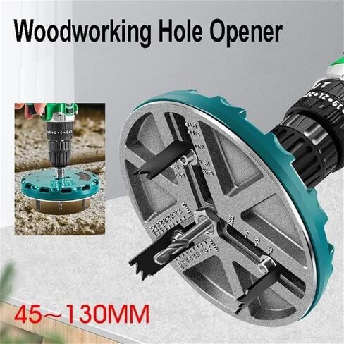 Adjustable Round Hole Saw Tool,Adjustable Punch Saw Tool for Drilling, Adjustable Punching Saw, Adjustable Punching Saw Diameter 45-130MM Woodworking Cutting Tools Hole Opener,Round Hole Opener Tool. in Kuwait