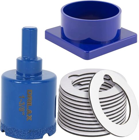 1-3/8 inch Diamond Hole Saw with Water Delivery System Guide for Quartz, Granite, Marble, Porcelain, Ceramic, Glass Tiles Includes Water Holding Guide 12 Pcs Double Sided Adhesive Pads for Locating in Saudi Arabia