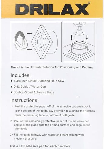 1-3/8 inch Diamond Hole Saw with Water Delivery System Guide for Quartz, Granite, Marble, Porcelain, Ceramic, Glass Tiles Includes Water Holding Guide 12 Pcs Double Sided Adhesive Pads for Locating in Saudi Arabia