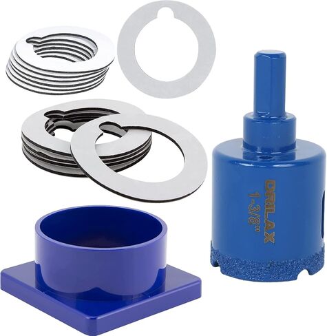 1-3/8 inch Diamond Hole Saw with Water Delivery System Guide for Quartz, Granite, Marble, Porcelain, Ceramic, Glass Tiles Includes Water Holding Guide 12 Pcs Double Sided Adhesive Pads for Locating in Saudi Arabia