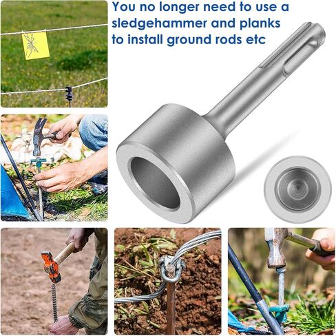 SDS Plus Ground Rod Driver for All SDS Plus Hammer Drills Steel, Heavy Duty SDS Plus Ground Rod Bits Driver Socket for Rotary Hammer Drill (Flat) in Kuwait