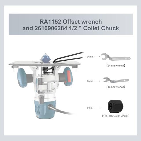 Thaekuns RA1152 مفاتيح الأوفست لجهاز التوجيه BOSCH 2610906284 1/2 بوصة كوليت تشاك لأجهزة التوجيه من السلسلة 1613 و1617 و1618 و1619 in Saudi Arabia