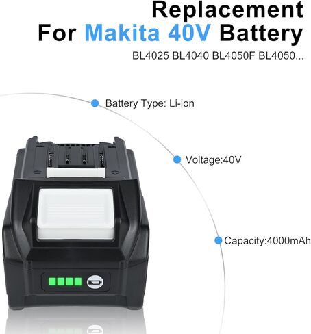 Qwenoer ترقية 21700 نوع 40V4.0Ah BL4040 استبدال البطارية لبطارية ماكيتا 40 فولت BL4020 BL4025 BL4030 BL4050F BL4080F 191L29-0 بطارية ليثيوم أيون لماكيتا GWT07Z GHU01Z GHU02Z أداة الطاقة in Kuwait