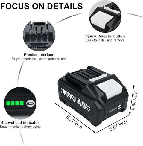 Qwenoer ترقية 21700 نوع 40V4.0Ah BL4040 استبدال البطارية لبطارية ماكيتا 40 فولت BL4020 BL4025 BL4030 BL4050F BL4080F 191L29-0 بطارية ليثيوم أيون لماكيتا GWT07Z GHU01Z GHU02Z أداة الطاقة in Kuwait